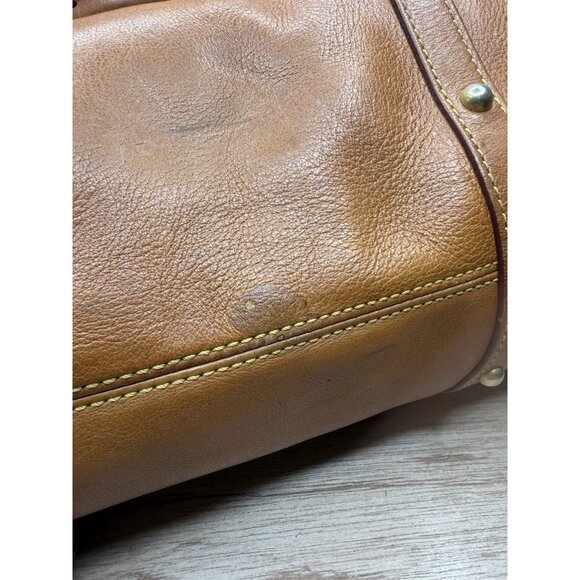 Dooney Bourke Natural Brown Florentine Leather Satchel Bag Rustic Classic - Picture 7 of 9